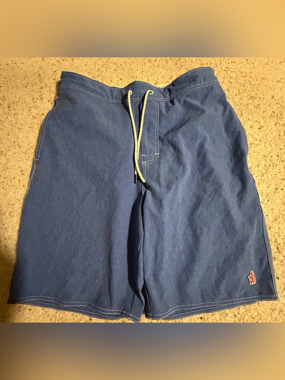johnnie-O heathered blue Blue Drawstring Swim Shorts medium